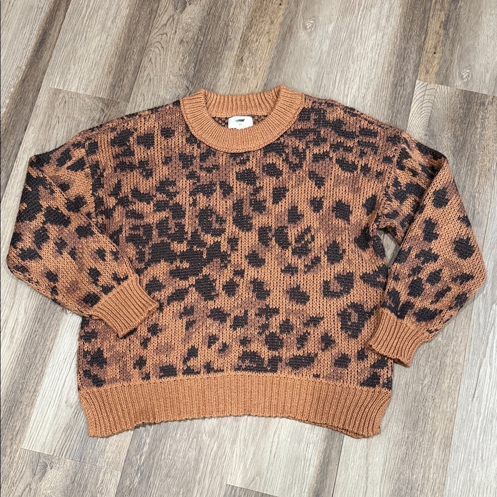 Aerie‎ leopard cheetah boxy sweater Small